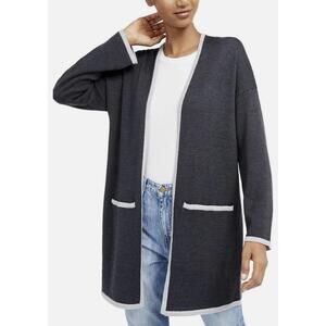 EILEEN FISHER Women’s Fine Merino Long Sleeve Cardigan In Charcoal-Size Small